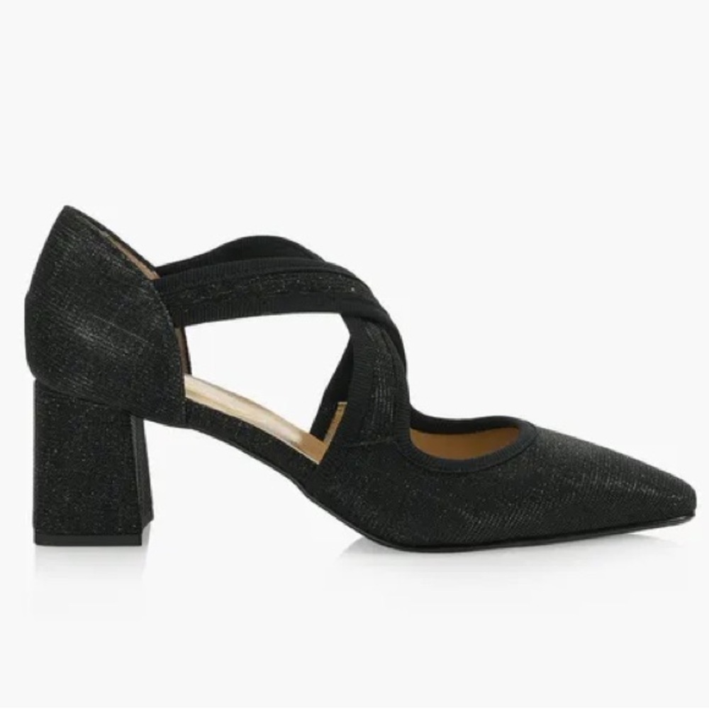 Browns Couture Delphina Black Sparkle Block Heel Shoe